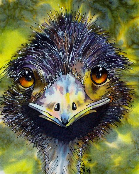 My Slk Painting Of An Australian Emu Michele Shute Silk Painting