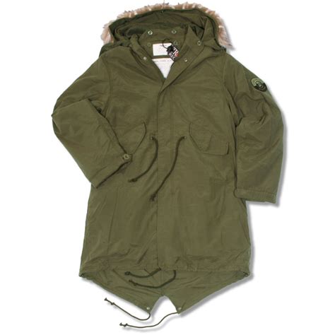Trojan Mod 60s Retro M51 Fur Hood Fishtail Parka Coat Khaki Green