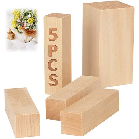 Eummy 5pcs Basswood Carving Block Natural Soft Wood Carving Block 2