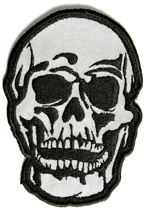 Reflective Small Baron Skull Patch Skull Patches Thecheapplace