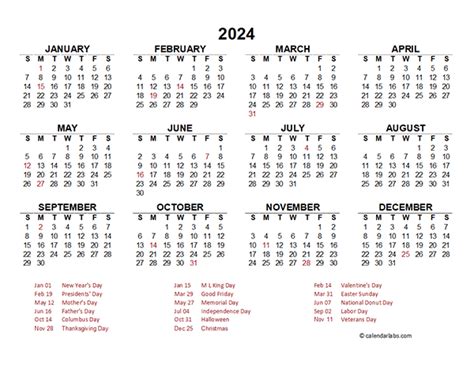 Blank Yearly Calendar Template Vertical Design Free Printable