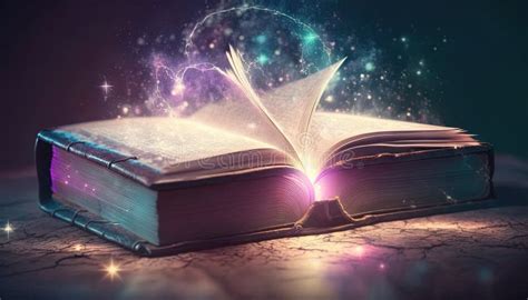 An Open Book With A Glowing Light Coming Out Of It Stock Illustration