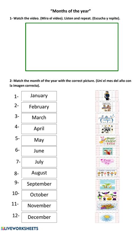 Months Of The Year English As A Second Language Esl Exercise