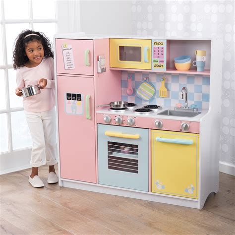 Kidkraft Large Pastel Kitchen With 4 Piece Accessory Play Set Walmart