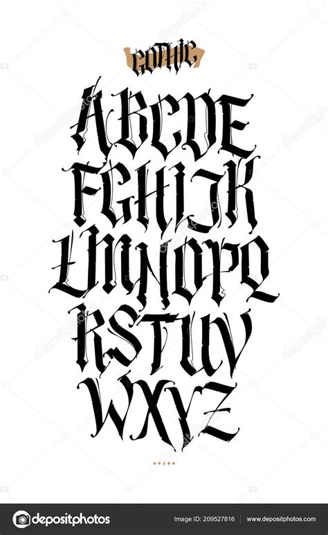 Latin Font Tattoos Gothic English Alphabet Vector Set Font Tattoo