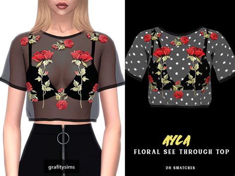 Grafity Cc Mera See Through Top E Girl Clothes Sims 4 Sims 4 Clothing