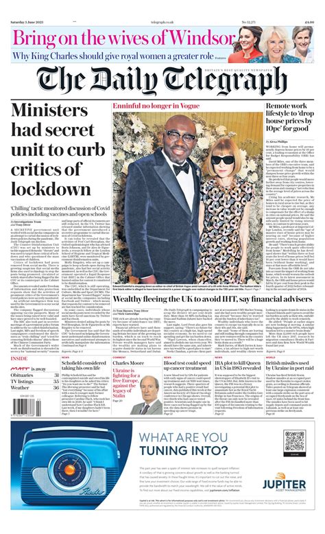Daily Telegraph Front Page 3rd Of June 2023 Tomorrow S Papers Today