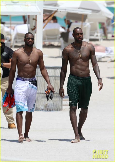 LeBron James Dwyane Wade Shirtless Miami Men Photo 2873097