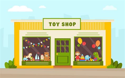 Toy Store Facade Modern Toy Shop Vector Illustration Retail Trail