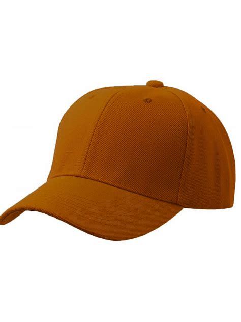 Cap Mens Plain Baseball Cap Adjustable Curved Visor Hat T Orange