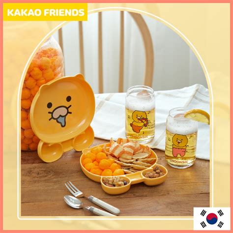 Kakao Friends Choonsik Sojuandbeer Glass 2p Side Dish Plate 1p