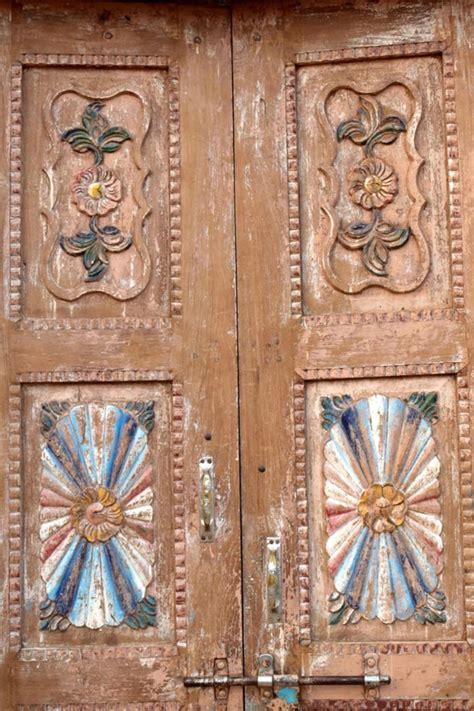 Antique Huge Doorrustic Carved Teak Indian Haveli Architecture Floor