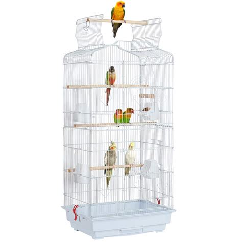 Buy Yaheetech White Open Top Bird Cage Large Budgie Cage Parrots Cage