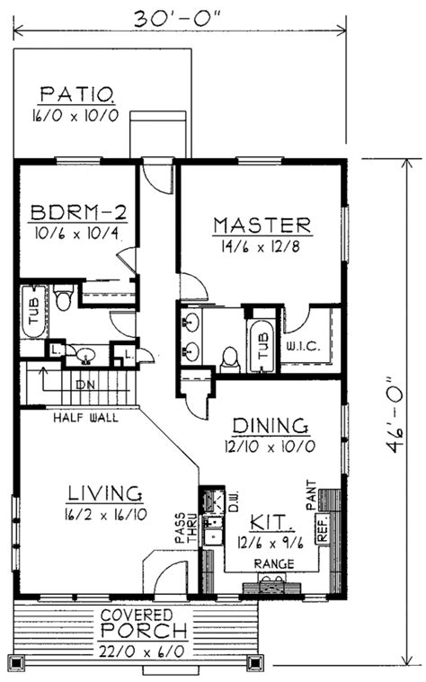 Craftsman Style House Plan 2 Beds 2 Baths 1200 Sqft Plan 1037 6