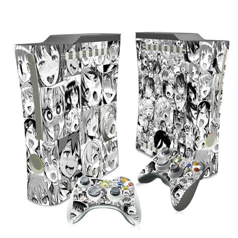Anime Ahegao Girl Sexy Xbox 360 Console Skin 2 Remotes Vinyl Skin Decal Stickers Faceplates