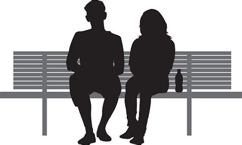 Two People Sitting On Bench Stock Illustration Download Image Now