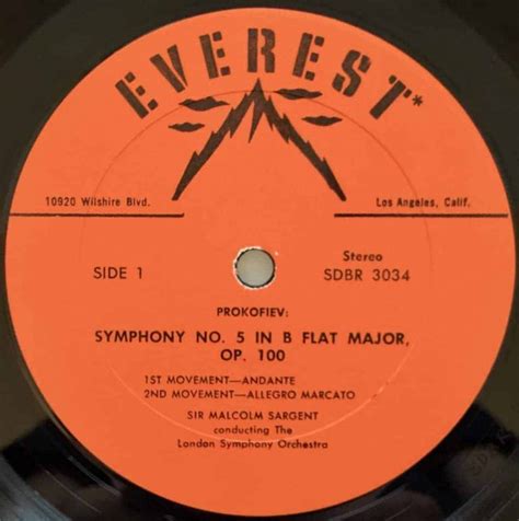 Prokofiev ‎ Symphony No 5 In B Flat Major Op 100 Sir Malcolm Sargent Conducting The London