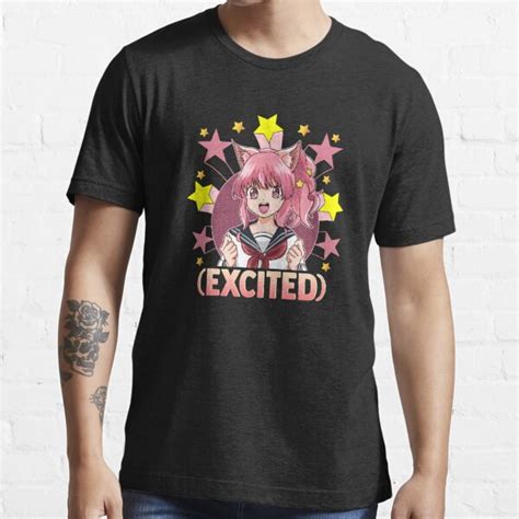 Excited Anime Girl Cute Japanese Kawaii Otaku Face T Shirt For Sale