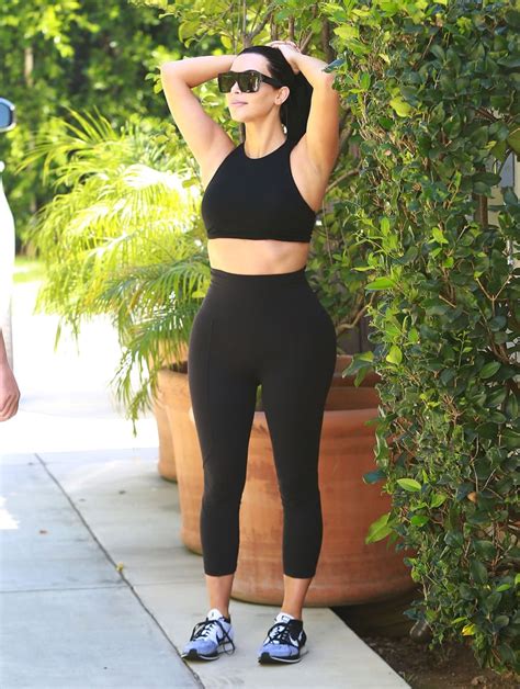 Kim Kardashian Stretched During A Workout In La On Friday Celebrity
