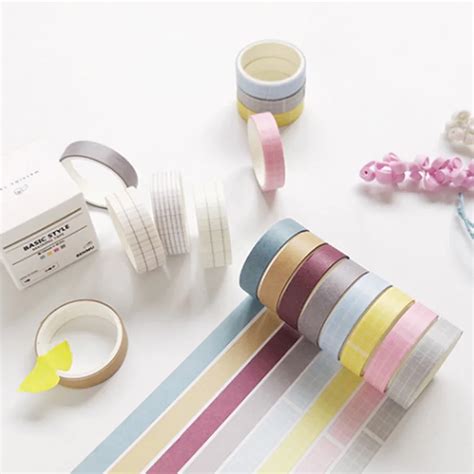 Mmx M Pure Color Grid Decoration Washi Tape Diy Diary Dividing