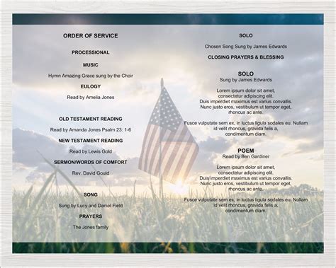 8 Page Military Funeral Program Template – Funeral Templates