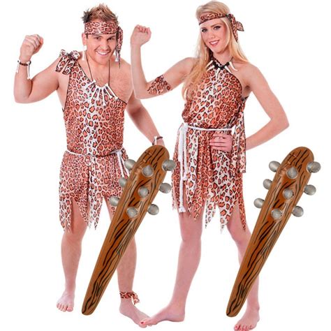 couples caveman and cavewoman fancy dress costumes