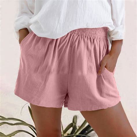 New Womens Loose High Waist Casual Cotton And Linen Pocket Straight