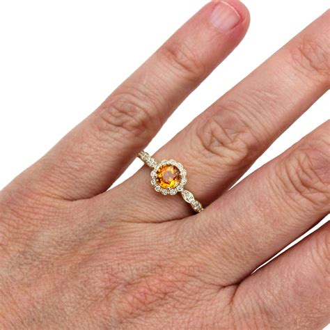Orange Sapphire Ring Sapphire Engagement Ring 14k Or 18k Gold Etsy