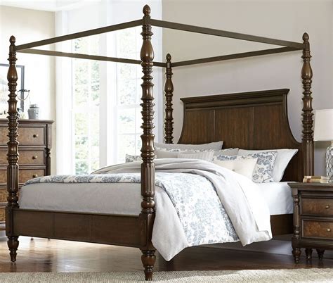 Verlyn Cherry Cal King Canopy Bed Bedroom Furniture Sets Bedroom Sets