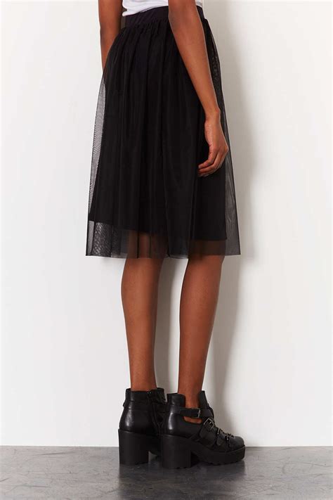 Lyst Topshop Black Midi Tulle Skirt In Black