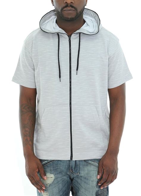 Buy Imperious Mens Zip All The Way Up Short Sleeve Hoodie Shirt Grey S