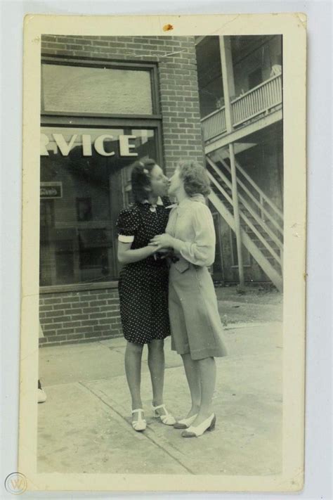 vintage art deco b w street scene snapshot original 1940 s gay lesbian kiss 1838069060