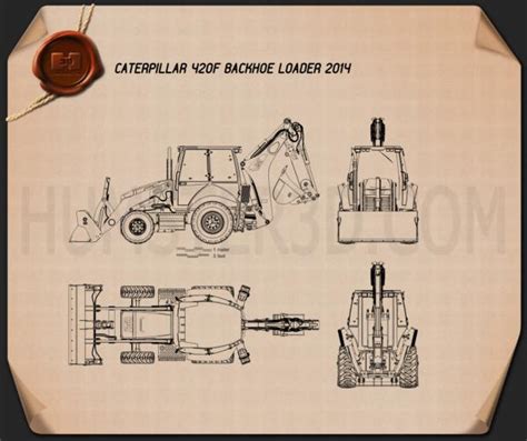 Caterpillar 420f Backhoe Loader Blueprint Hum3d