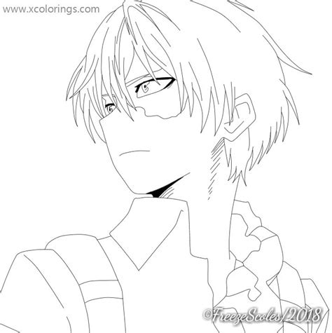 My Hero Academia Coloring Pages Shoto Todoroki Lineart By Freezescoles