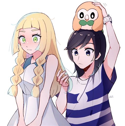 Lillie Rowlet And Elio Pokemon And 1 More Drawn By Tereasahi