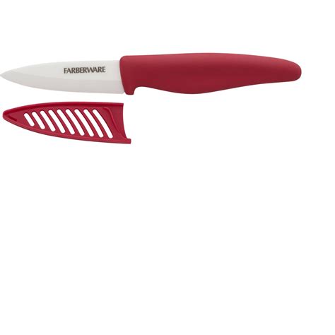 Farberware Ceramic 3 Red Paring Knife With Blade Cover