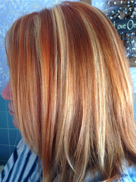 Copper And Blonde Foils Copper Blonde Hair Color Dyed Blonde Hair