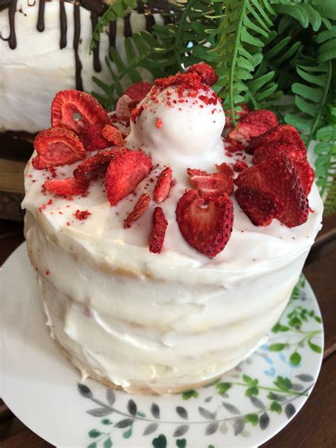 Vegan Vanilla Strawberry Birthday Cake 5