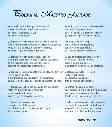 Poema Al Maestro Jubilado Graduación Poema Al Maestro Poesia Al