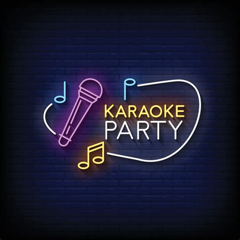 Karaoke Party Neon Signs Style Text Vector Vector Art At Vecteezy