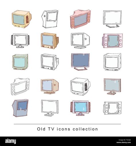 Set Televisions Vintage Vector Illustration Stock Vector Image And Art