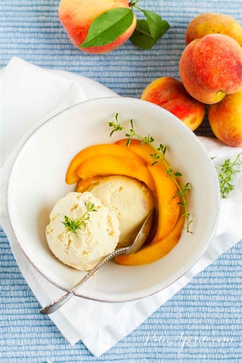 Roasted Peach And Lemon Thyme Paleo Ice Cream Dairy Free