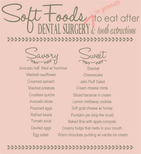 Maybe you would like to learn more about one of these? Soft Foods to Eat After Dental Surgery & Tooth Extraction ...