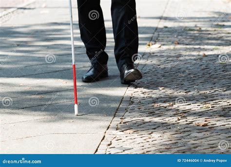 Blind Man With White Stick On Street Stock Photo Image Of