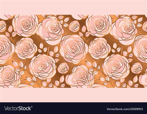 Gold Abstract Rose Flowers Seamless Pattern Vector Image