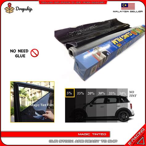 .uv protected and heat resistant can double tint on top of the original tinted size: Black 5% Window Magic Tinted Tint Film Car Auto Window ...