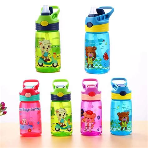 430ml Healthy Child Water Bottle With Straw High Quality Plastic Kid