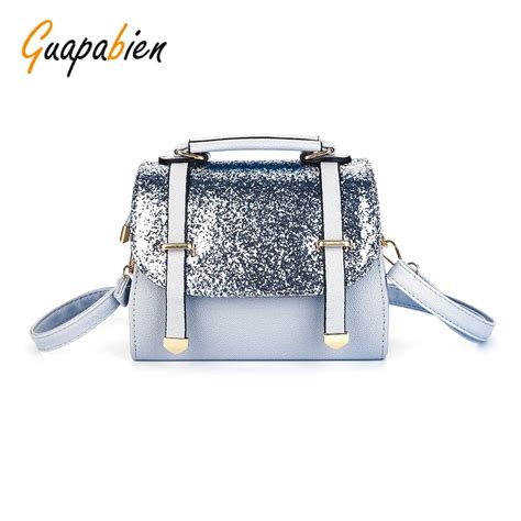 Guapabien Cool Pu Leather Small Flap Bags Fashion Sequin Belt Style