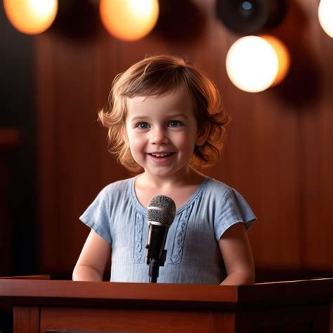 Premium Ai Image Small Child Happy And Confident Giving Speech At