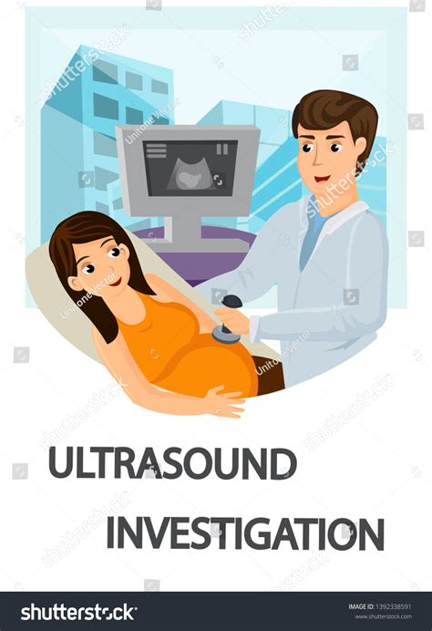 Ultrasound Foetus Diagnostics Vector Illustration Cartoon Vetor Stock
